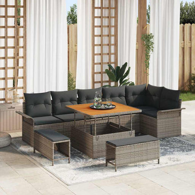 Tuin Sofa Set 9 st 8-Aantal zitplaatsen Grijs