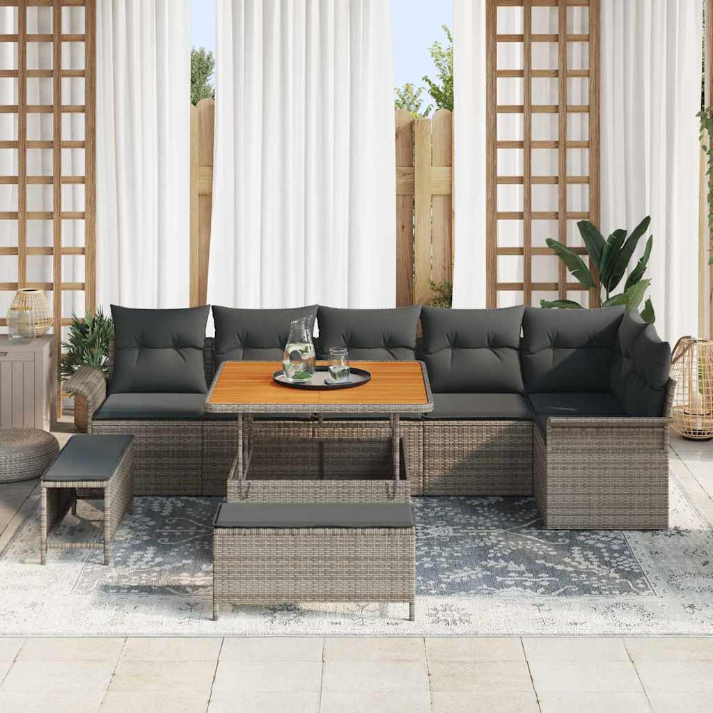 Tuin Sofa Set 9 st 8-Aantal zitplaatsen Grijs