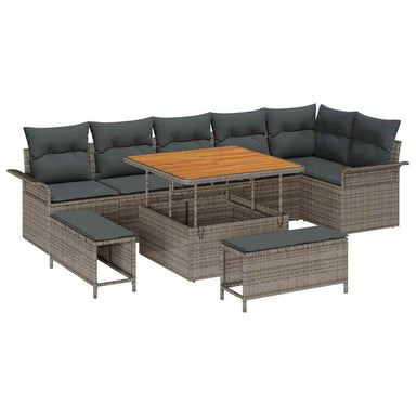 Tuin Sofa Set 9 st 8-Aantal zitplaatsen Grijs