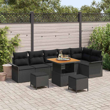 Tuin Sofa Set 9 st 8-Aantal zitplaatsen Zwart