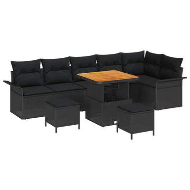 Tuin Sofa Set 9 st 8-Aantal zitplaatsen Zwart