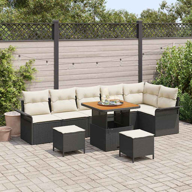 Tuin Sofa Set 9 st 8-Aantal zitplaatsen Zwart en Crème
