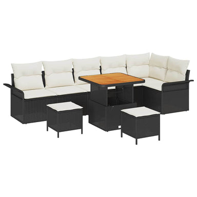 Tuin Sofa Set 9 st 8-Aantal zitplaatsen Zwart en Crème
