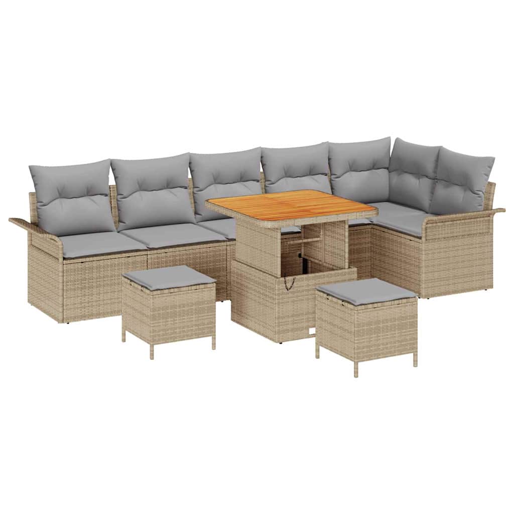 Tuin Sofa Set 9 st 8-Aantal zitplaatsen Beige en Licht Grijs