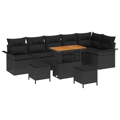 Tuin Sofa Set 9 st 8-Aantal zitplaatsen Zwart