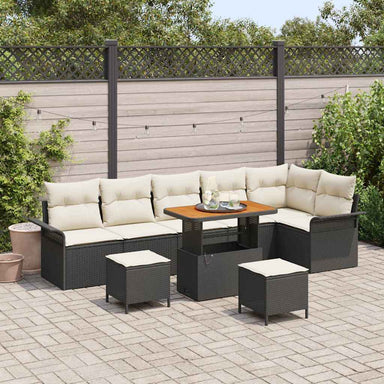 Tuin Sofa Set 9 st 8-Aantal zitplaatsen Zwart en Crème
