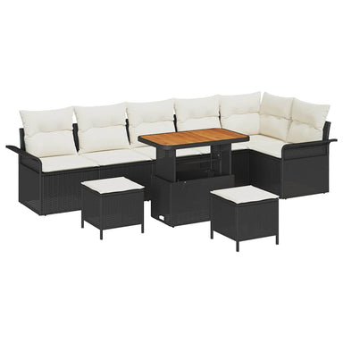Tuin Sofa Set 9 st 8-Aantal zitplaatsen Zwart en Crème