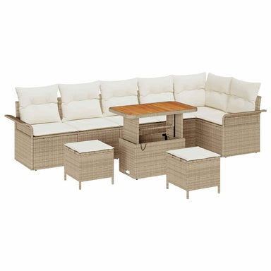 Tuin Sofa Set 9 st 8-Aantal zitplaatsen Beige en Crème
