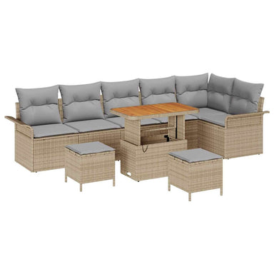 Tuin Sofa Set 9 st 8-Aantal zitplaatsen Beige en Licht Grijs
