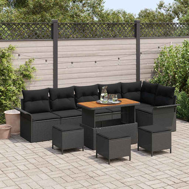 Tuin Sofa Set 10 st 9-Aantal zitplaatsen Zwart