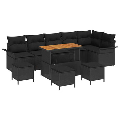Tuin Sofa Set 10 st 9-Aantal zitplaatsen Zwart