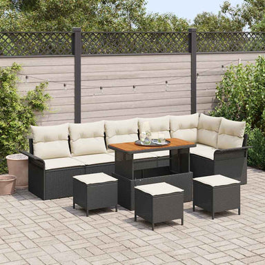 Tuin Sofa Set 10 st 9-Aantal zitplaatsen Zwart en Crème