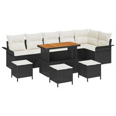 Tuin Sofa Set 10 st 9-Aantal zitplaatsen Zwart en Crème