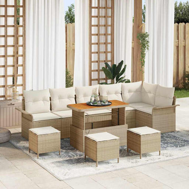 Tuin Sofa Set 10 st 9-Aantal zitplaatsen Beige en Crème