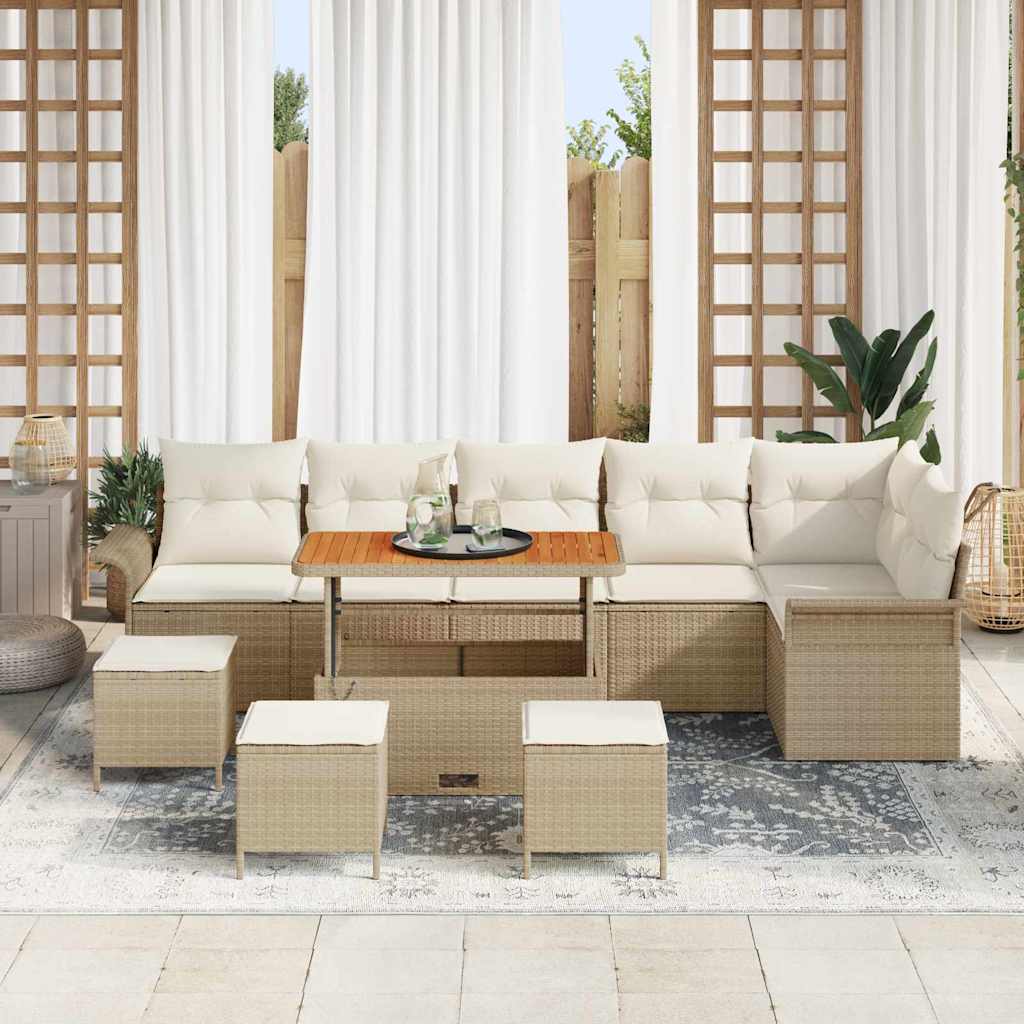 Tuin Sofa Set 10 st 9-Aantal zitplaatsen Beige en Crème