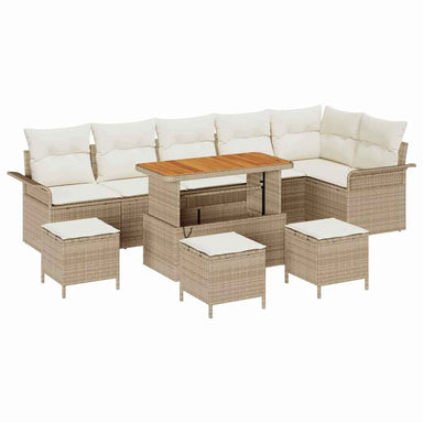Tuin Sofa Set 10 st 9-Aantal zitplaatsen Beige en Crème