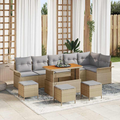 Tuin Sofa Set 10 st 9-Aantal zitplaatsen Beige en Licht Grijs
