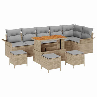 Tuin Sofa Set 10 st 9-Aantal zitplaatsen Beige en Licht Grijs