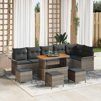 Tuin Sofa Set 10 st 9-Aantal zitplaatsen Grijs