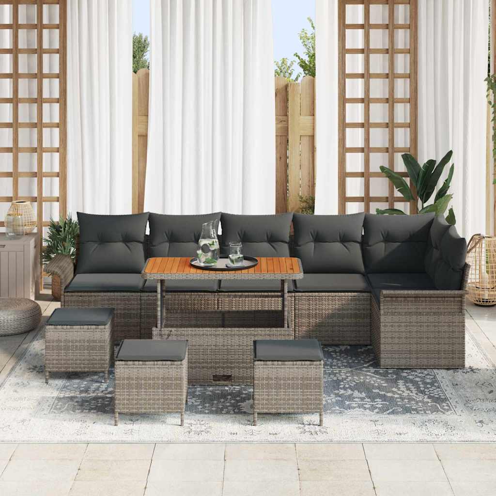 Tuin Sofa Set 10 st 9-Aantal zitplaatsen Grijs