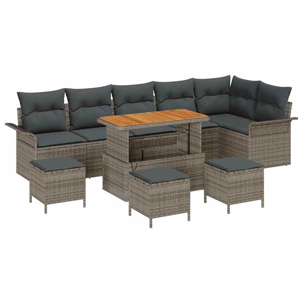 Tuin Sofa Set 10 st 9-Aantal zitplaatsen Grijs