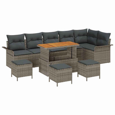 Tuin Sofa Set 10 st 9-Aantal zitplaatsen Grijs