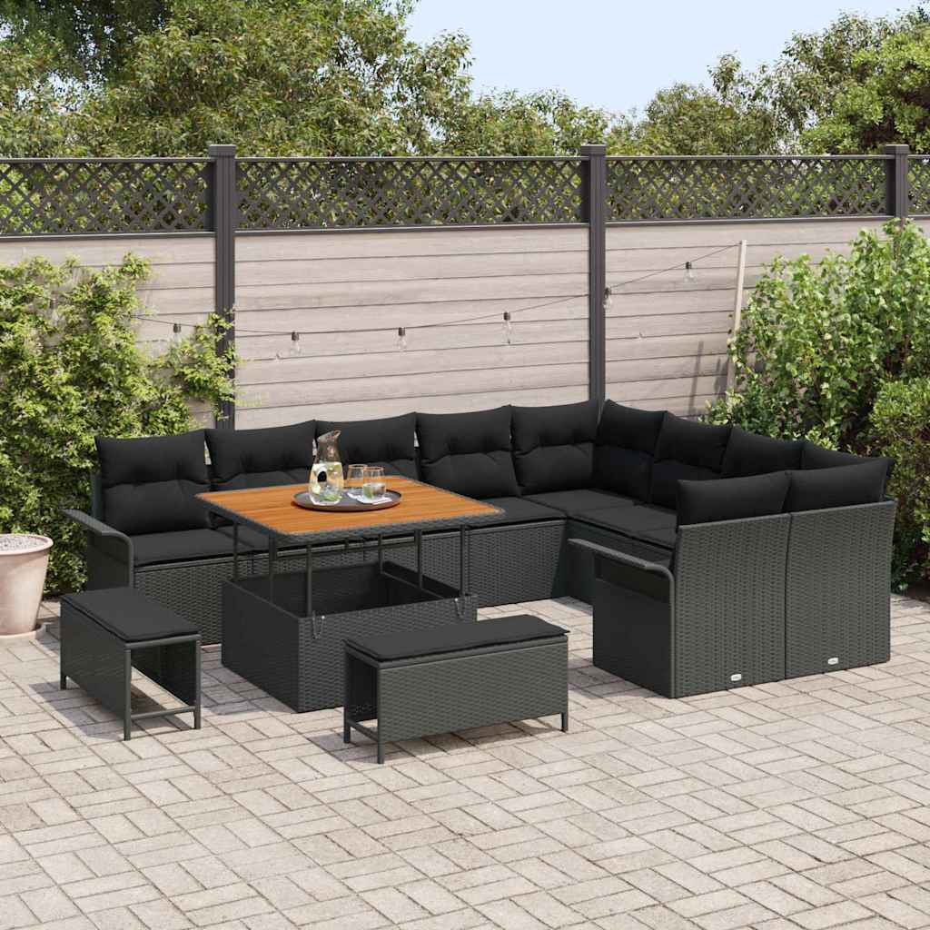 Tuin Sofa Set 12 st 11-Aantal zitplaatsen Zwart