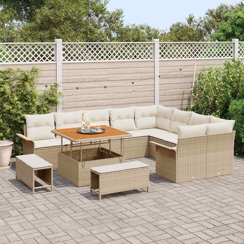 Tuin Sofa Set 12 st 11-Aantal zitplaatsen Beige en Crème