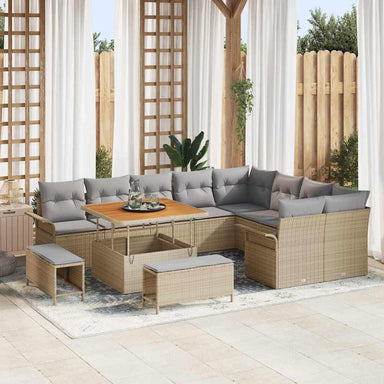 Tuin Sofa Set 12 st 11-Aantal zitplaatsen Beige en Licht Grijs