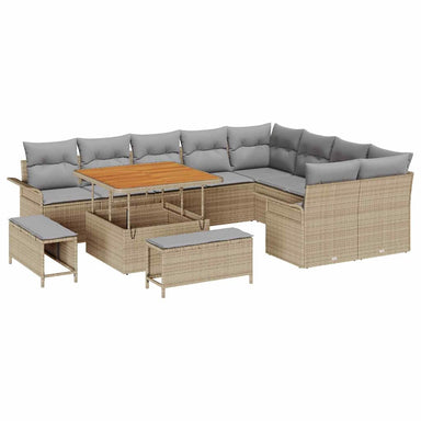 Tuin Sofa Set 12 st 11-Aantal zitplaatsen Beige en Licht Grijs