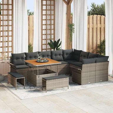 Tuin Sofa Set 12 st 11-Aantal zitplaatsen Grijs