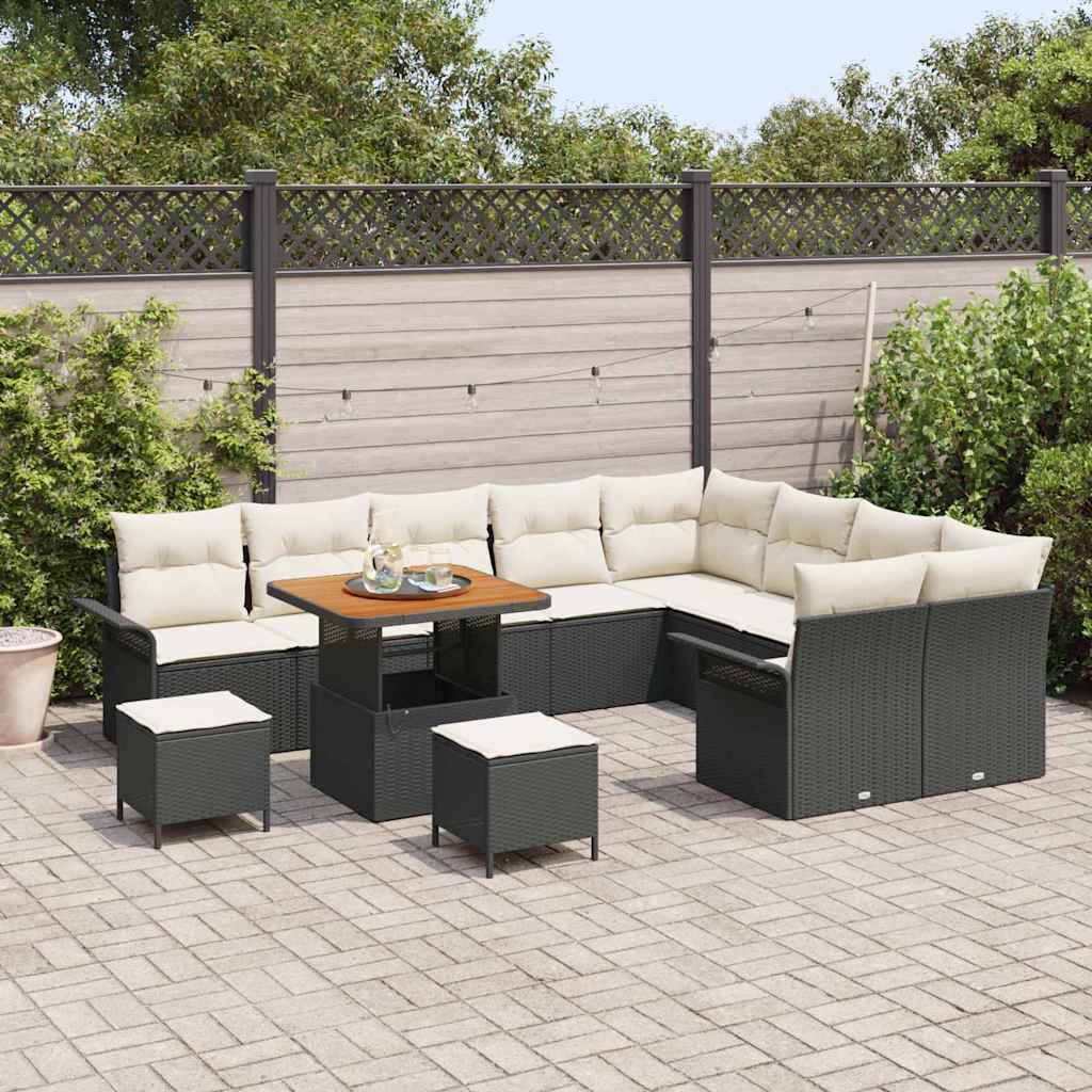 Tuin Sofa Set 12 st 11-Aantal zitplaatsen Zwart en Crème