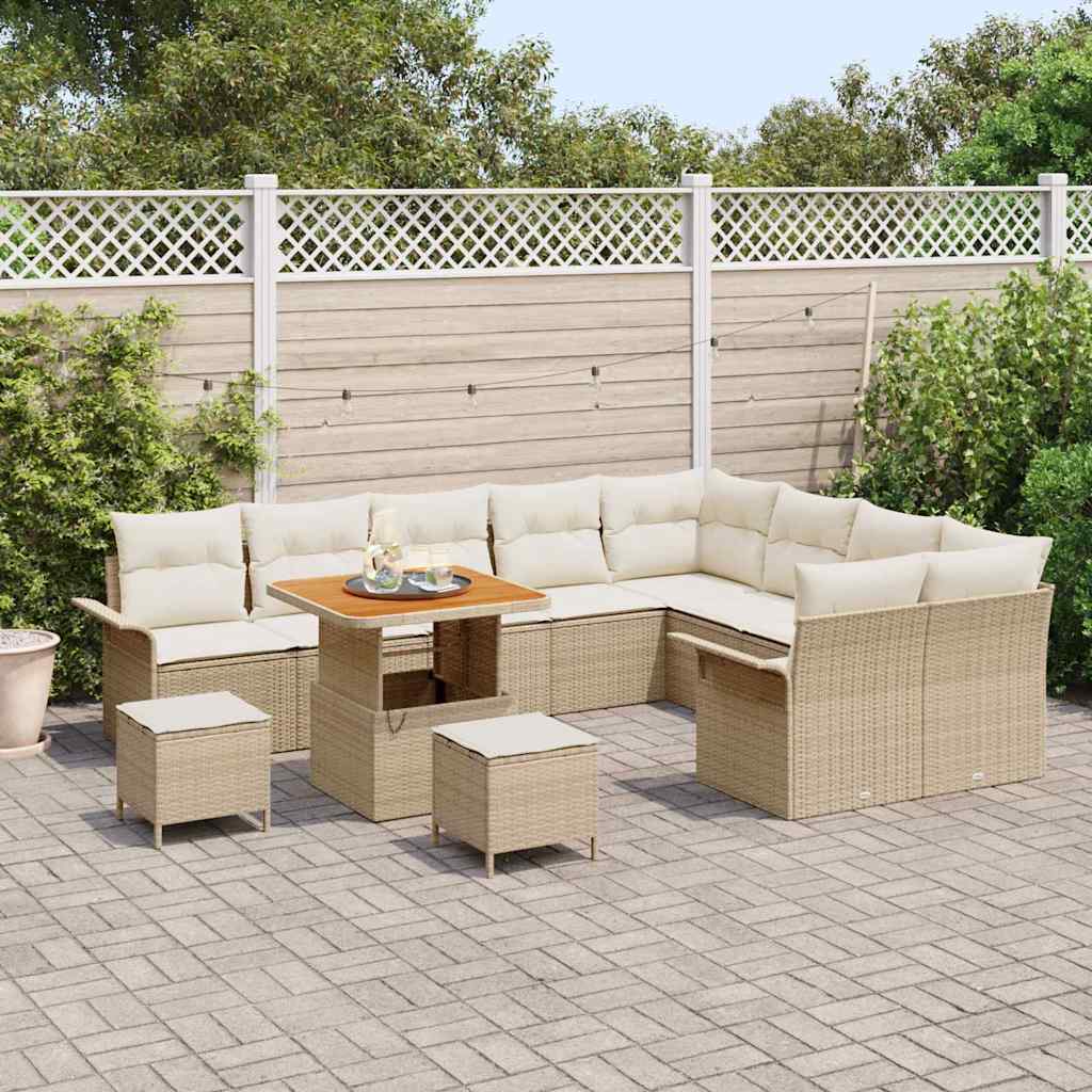 Tuin Sofa Set 12 st 11-Aantal zitplaatsen Beige en Crème