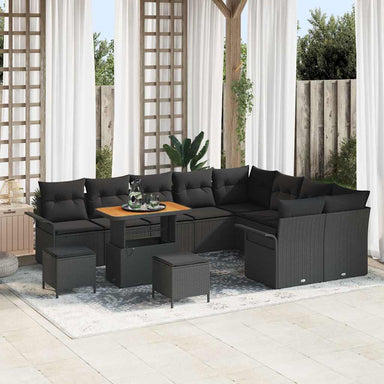 Tuin Sofa Set 12 st 11-Aantal zitplaatsen Zwart
