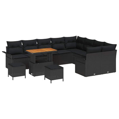 Tuin Sofa Set 12 st 11-Aantal zitplaatsen Zwart