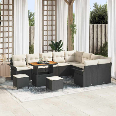 Tuin Sofa Set 12 st 11-Aantal zitplaatsen Zwart en Crème