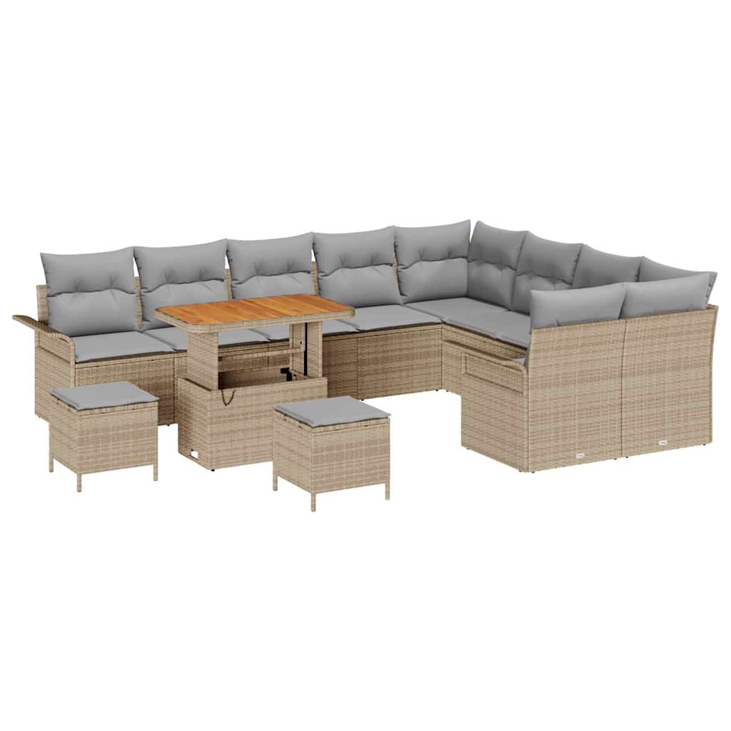 Tuin Sofa Set 12 st 11-Aantal zitplaatsen Beige en Licht Grijs