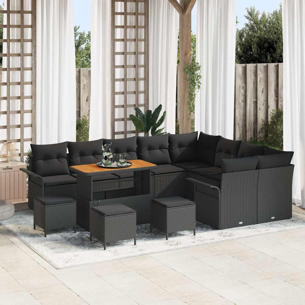 Tuin Sofa Set 13 st 12-Aantal zitplaatsen Zwart