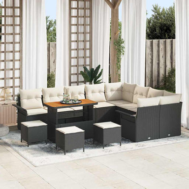 Tuin Sofa Set 13 st 12-Aantal zitplaatsen Zwart en Crème
