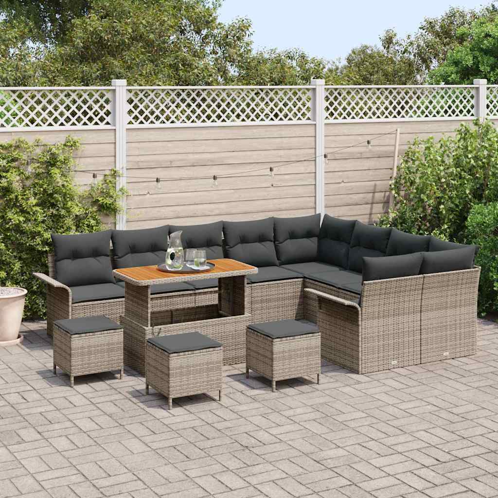 Tuin Sofa Set 13 st 12-Aantal zitplaatsen Grijs