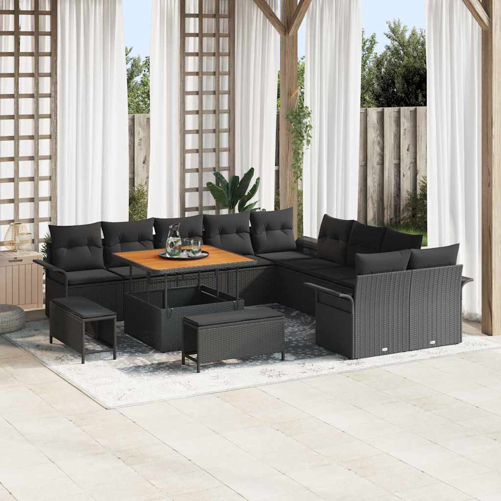 Tuin Sofa Set 13 st 12-Aantal zitplaatsen Zwart