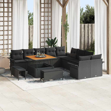Tuin Sofa Set 13 st 12-Aantal zitplaatsen Zwart