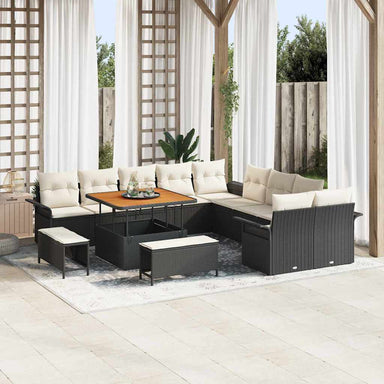 Tuin Sofa Set 13 st 12-Aantal zitplaatsen Zwart en Crème