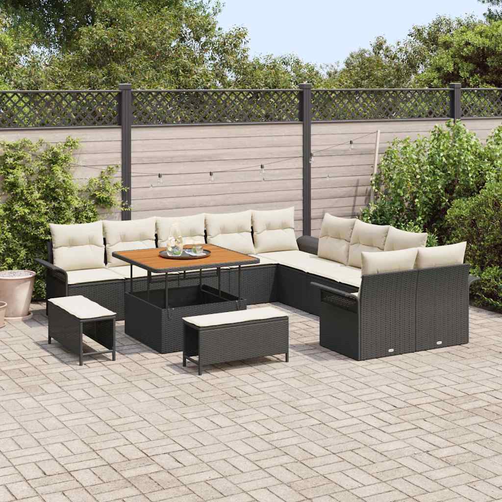 Tuin Sofa Set 13 st 12-Aantal zitplaatsen Zwart en Crème