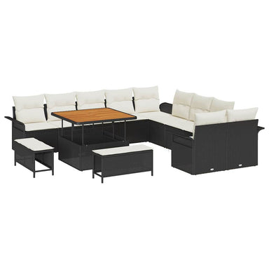 Tuin Sofa Set 13 st 12-Aantal zitplaatsen Zwart en Crème