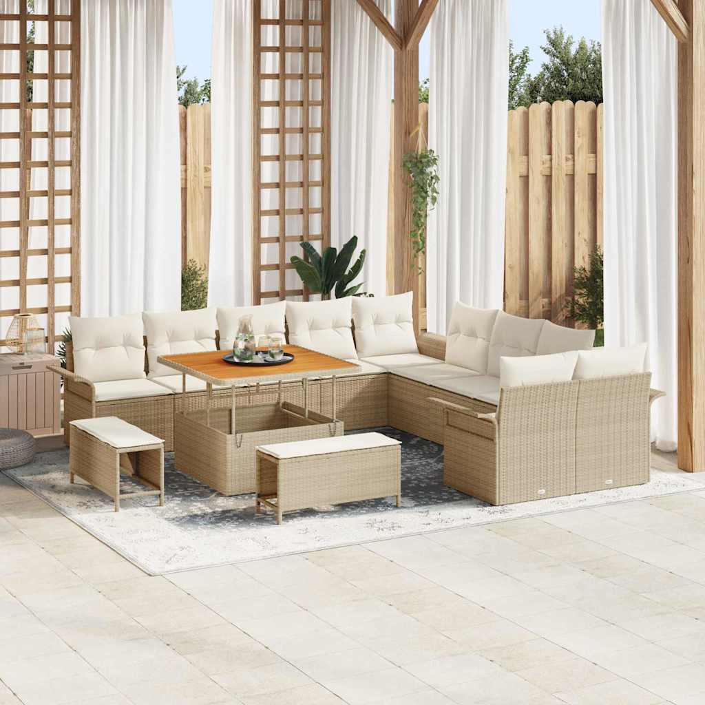 Tuin Sofa Set 13 st 12-Aantal zitplaatsen Beige en Crème