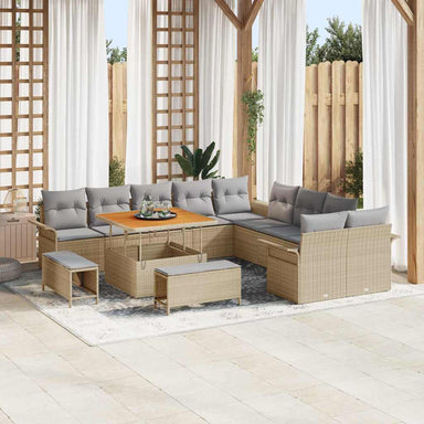 Tuin Sofa Set 13 st 12-Aantal zitplaatsen Beige en Licht Grijs