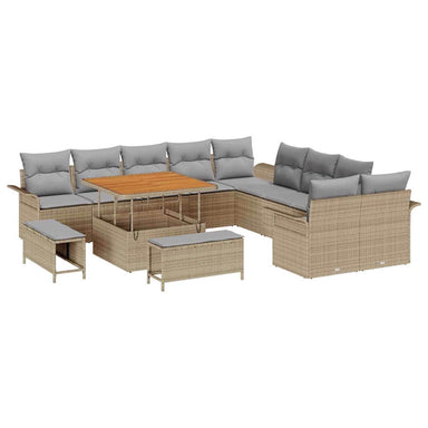 Tuin Sofa Set 13 st 12-Aantal zitplaatsen Beige en Licht Grijs