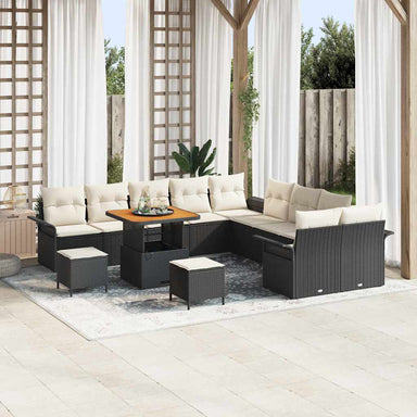 Tuin Sofa Set 13 st 12-Aantal zitplaatsen Zwart en Crème