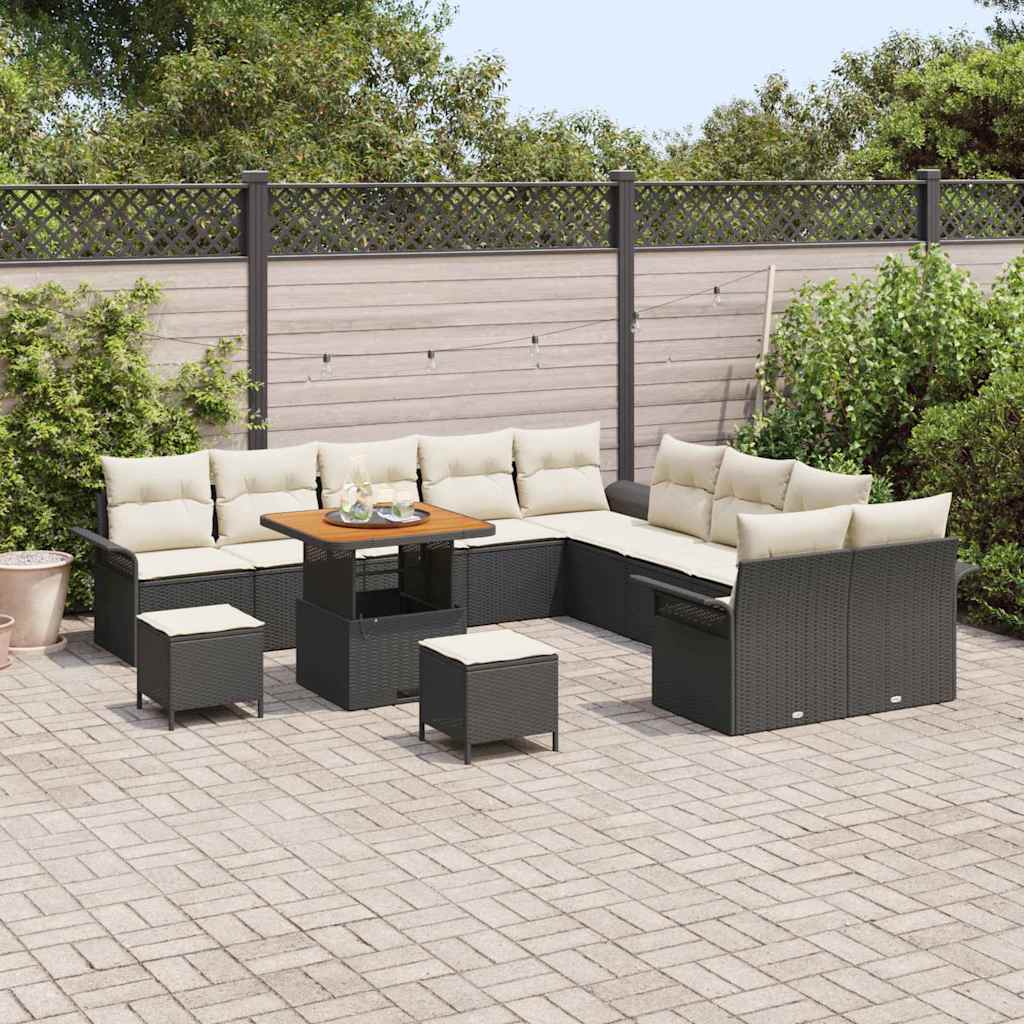 Tuin Sofa Set 13 st 12-Aantal zitplaatsen Zwart en Crème